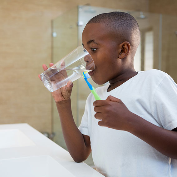 Boy drinking water